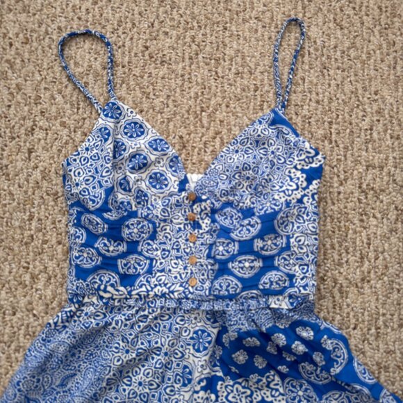 Zara Ruched Summer Tuscany Greece Vibe Printed Jumpsuit XS‎ 7987/771 - Picture 5 of 16